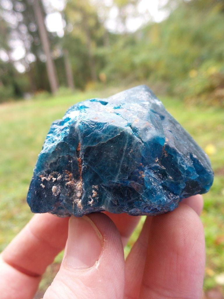 Chunky Raw Blue Apatite Specimen From Brazil - Earth Family Crystals