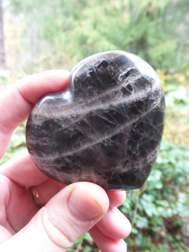 Fabulous Black Moonstone Heart Carving - Earth Family Crystals
