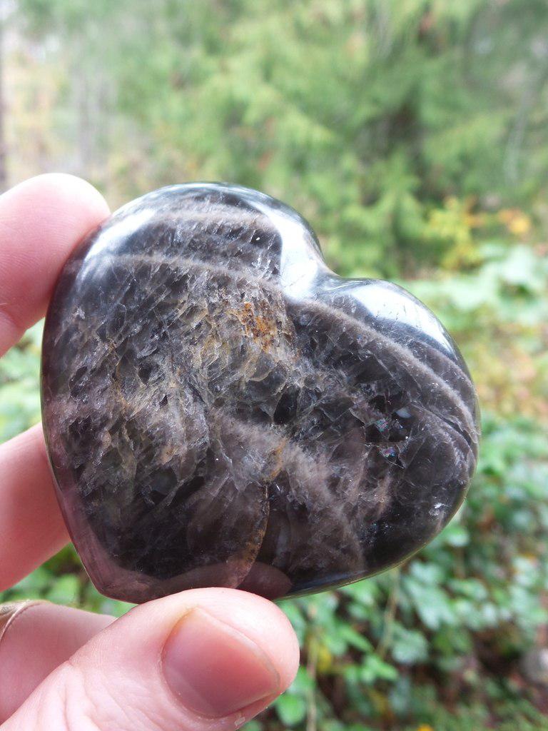 Fabulous Black Moonstone Heart Carving - Earth Family Crystals