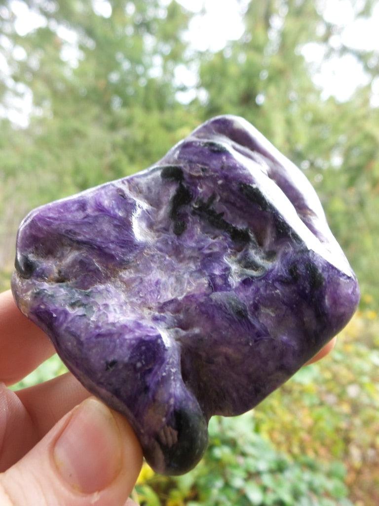 Large Standing Dark Purple Polished Charoite Specimen - Earth Family Crystals