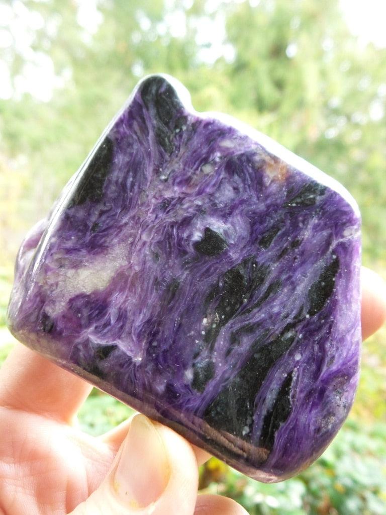 Large Standing Dark Purple Polished Charoite Specimen - Earth Family Crystals