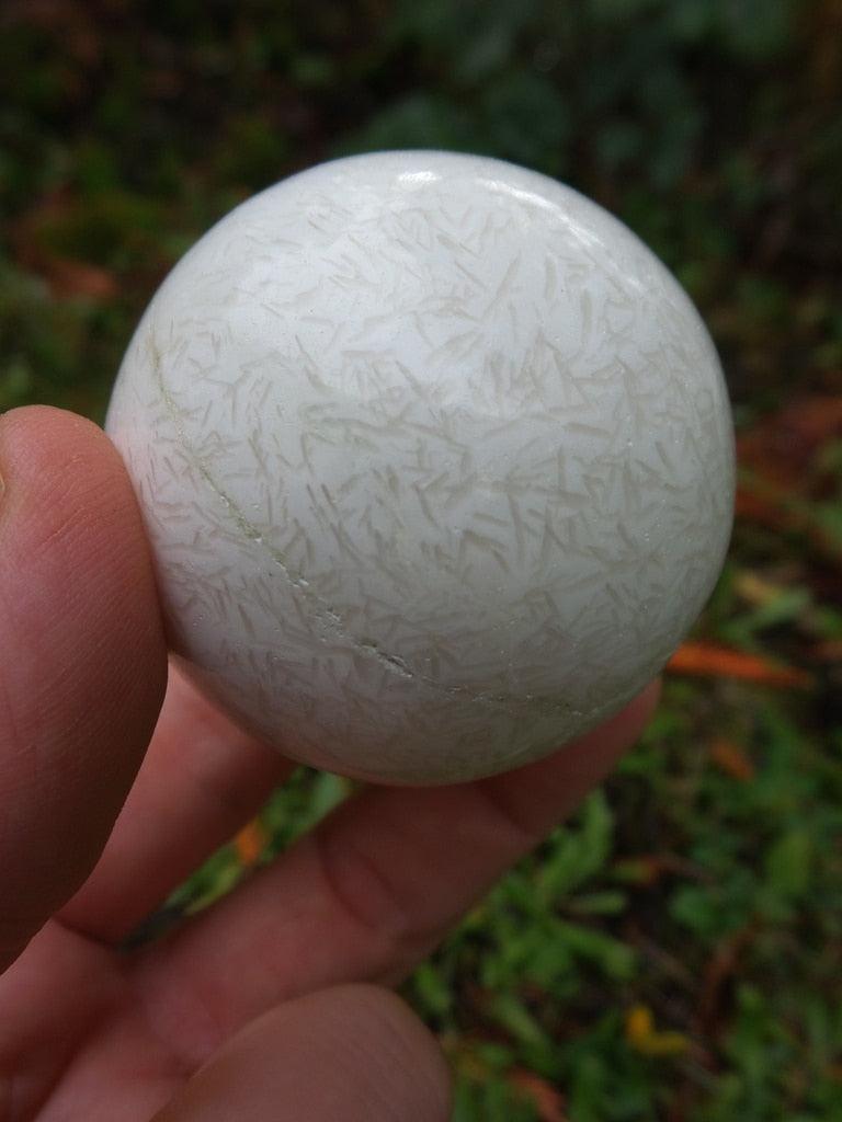 Unique Eyeball Pattern Scolecite Sphere Carving - Earth Family Crystals