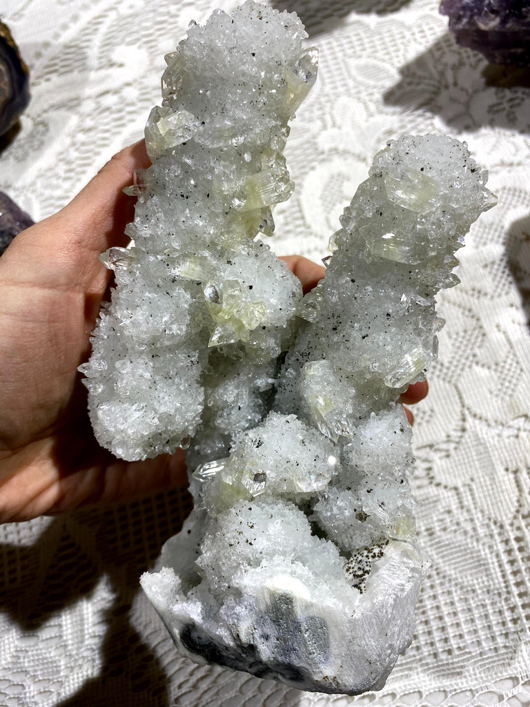 Reserved for Sandy Apophyllite Stalactite from India - Earth Family Crystals