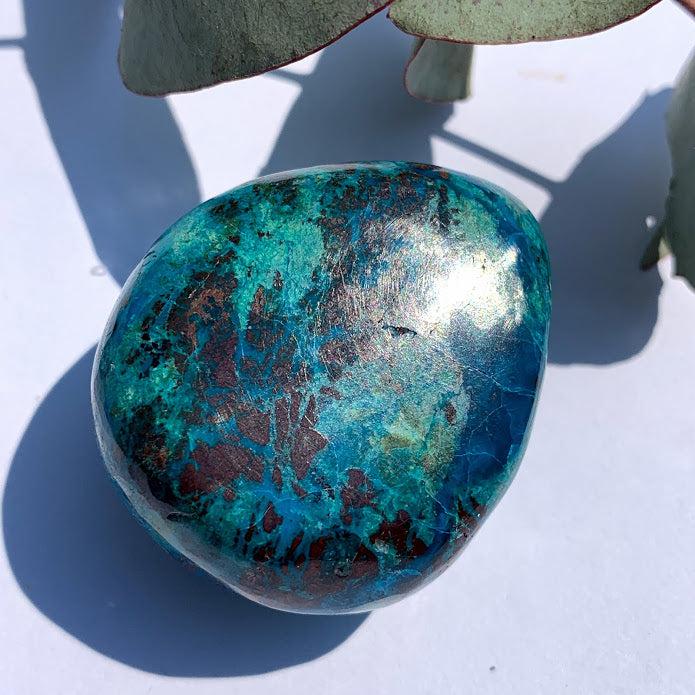 Fabulous Color Patterns Chrysocolla Palm Stone From Peru - Earth Family Crystals
