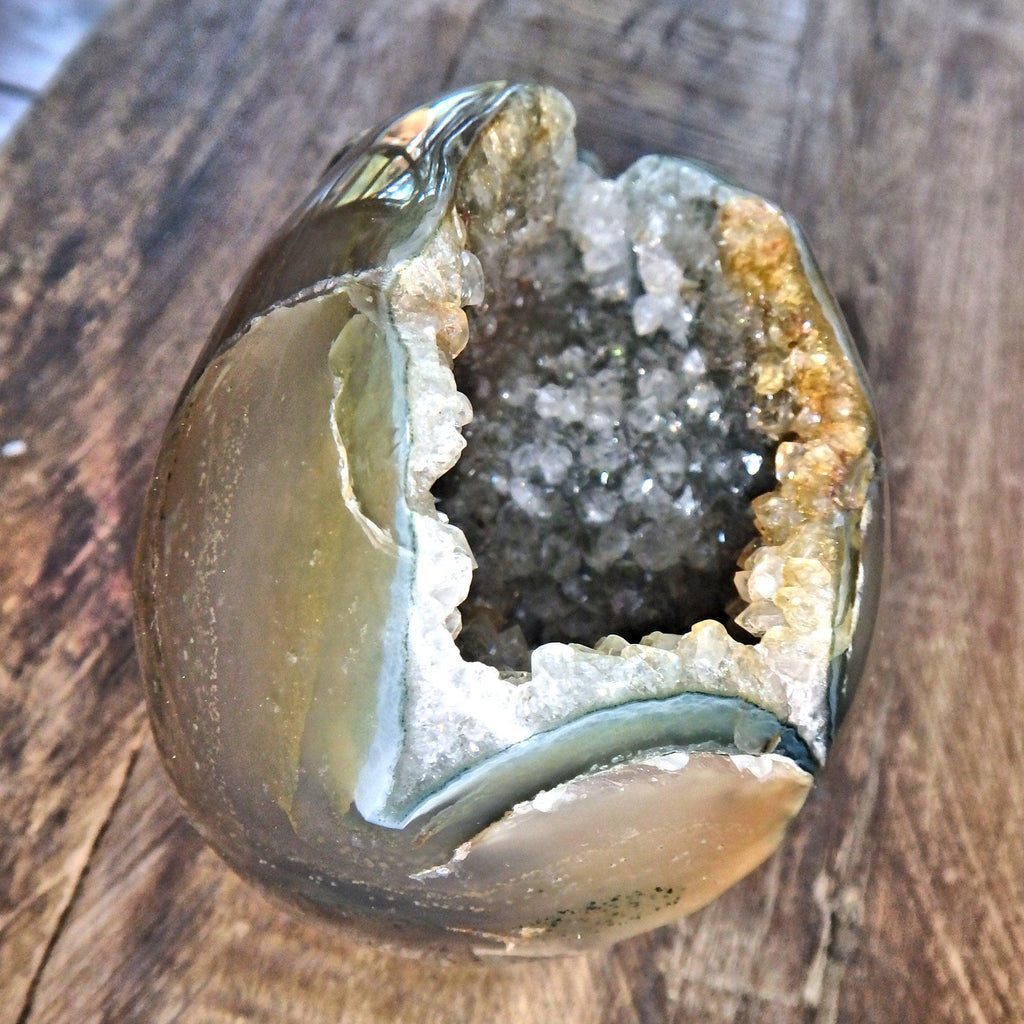 Galaxy Agate Incredible Deep Cave Skull Druzy Geode Carving - Earth Family Crystals