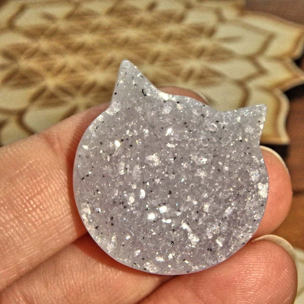 Cat Lovers Agate Druzy Quartz Carving~Ideal for Crafting - Earth Family Crystals