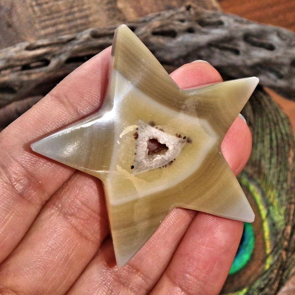 Cute Quartz Geode & Agate Star Carving 1 - Earth Family Crystals