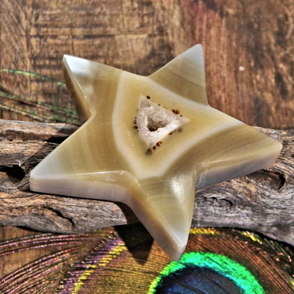 Cute Quartz Geode & Agate Star Carving 1 - Earth Family Crystals