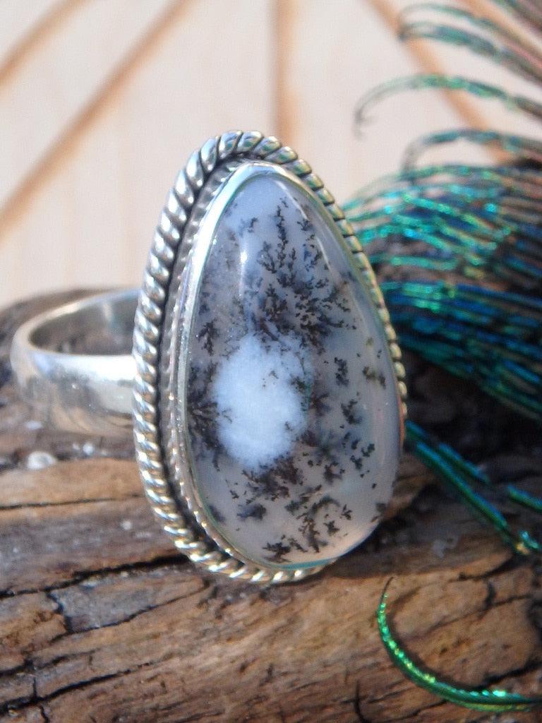 Stunning Patterns Dendritic Agate Gemstone Ring In Sterling Silver (Size 8) - Earth Family Crystals