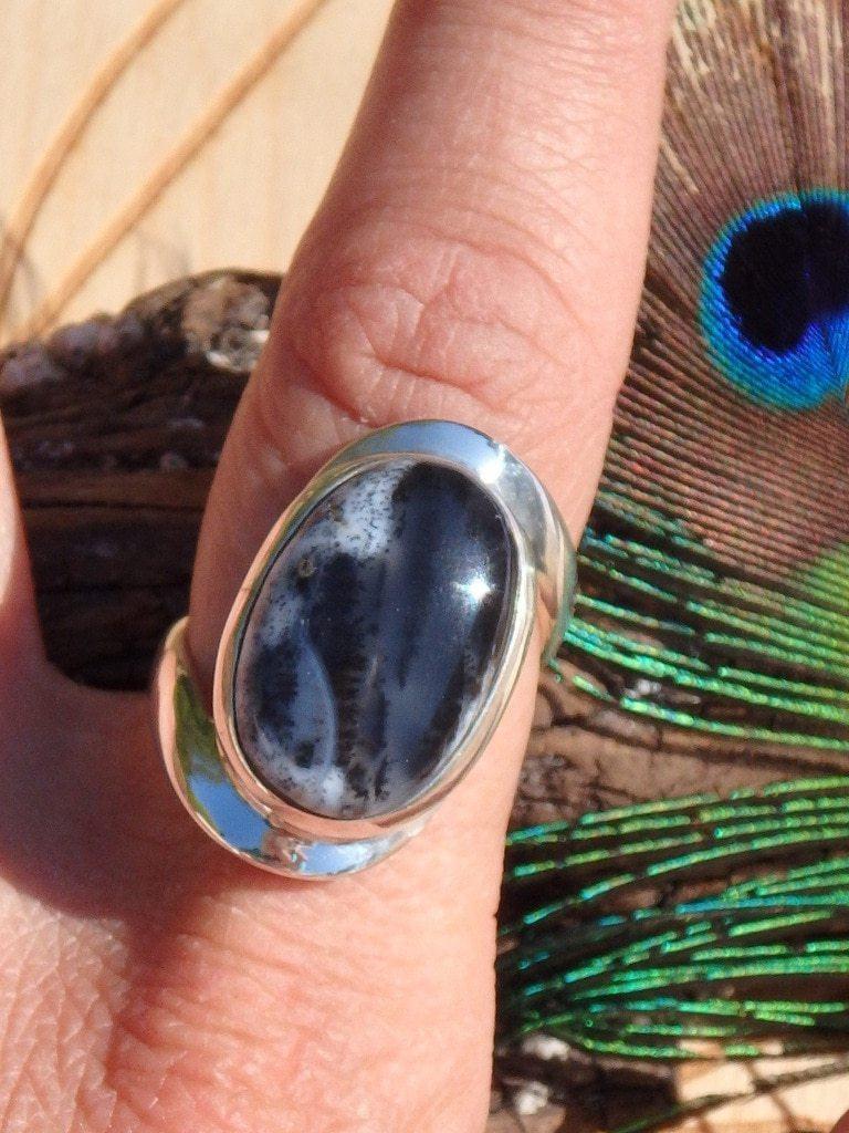Divine Dendritic Agate Gemstone Ring In Sterling Silver (Size 7.5) - Earth Family Crystals