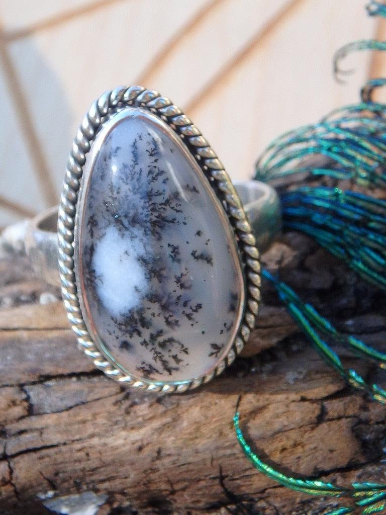 Stunning Patterns Dendritic Agate Gemstone Ring In Sterling Silver (Size 8) - Earth Family Crystals