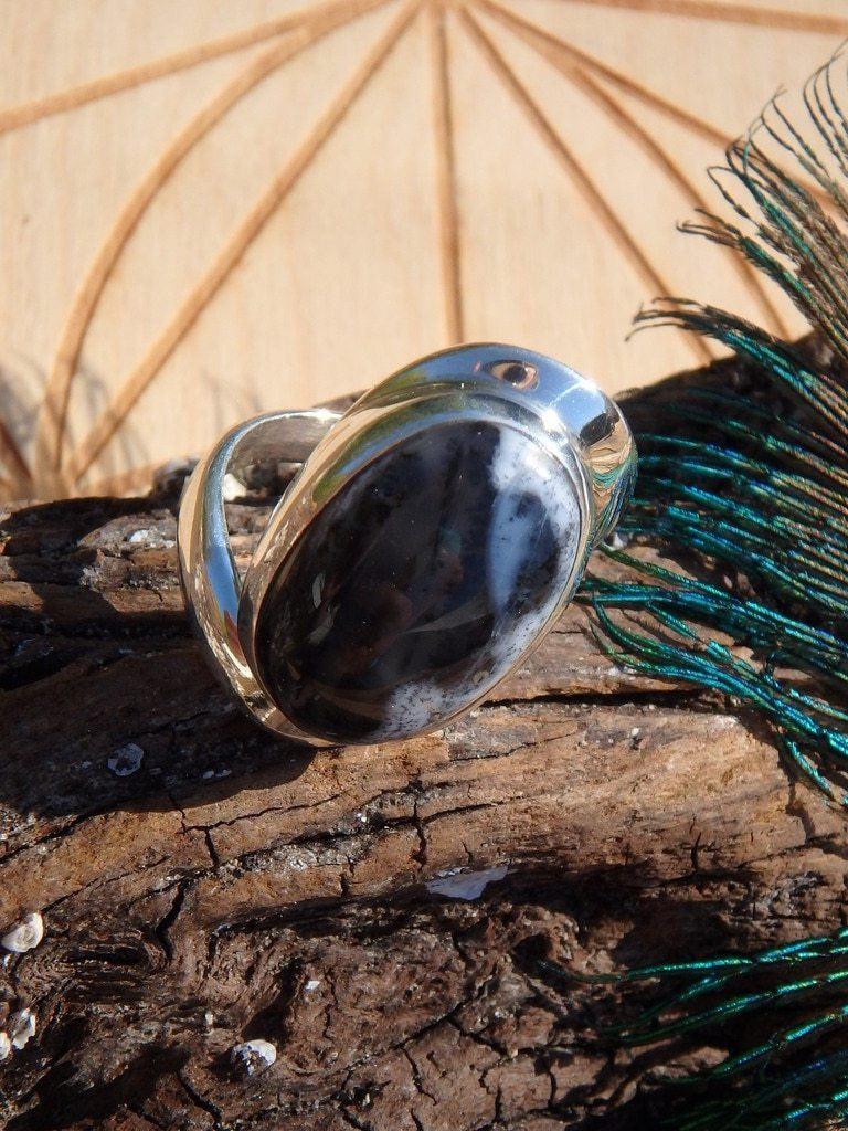 Divine Dendritic Agate Gemstone Ring In Sterling Silver (Size 7.5) - Earth Family Crystals