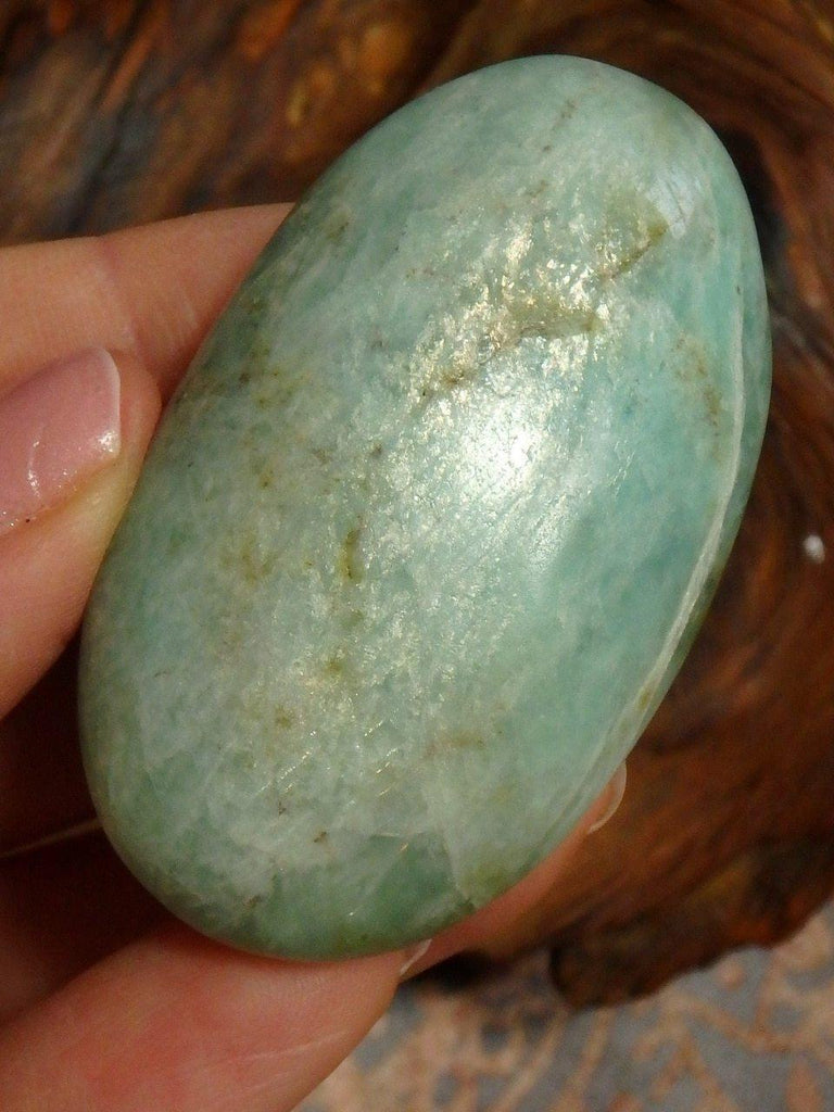 Blue Sheen Amazonite Palm Stone - Earth Family Crystals