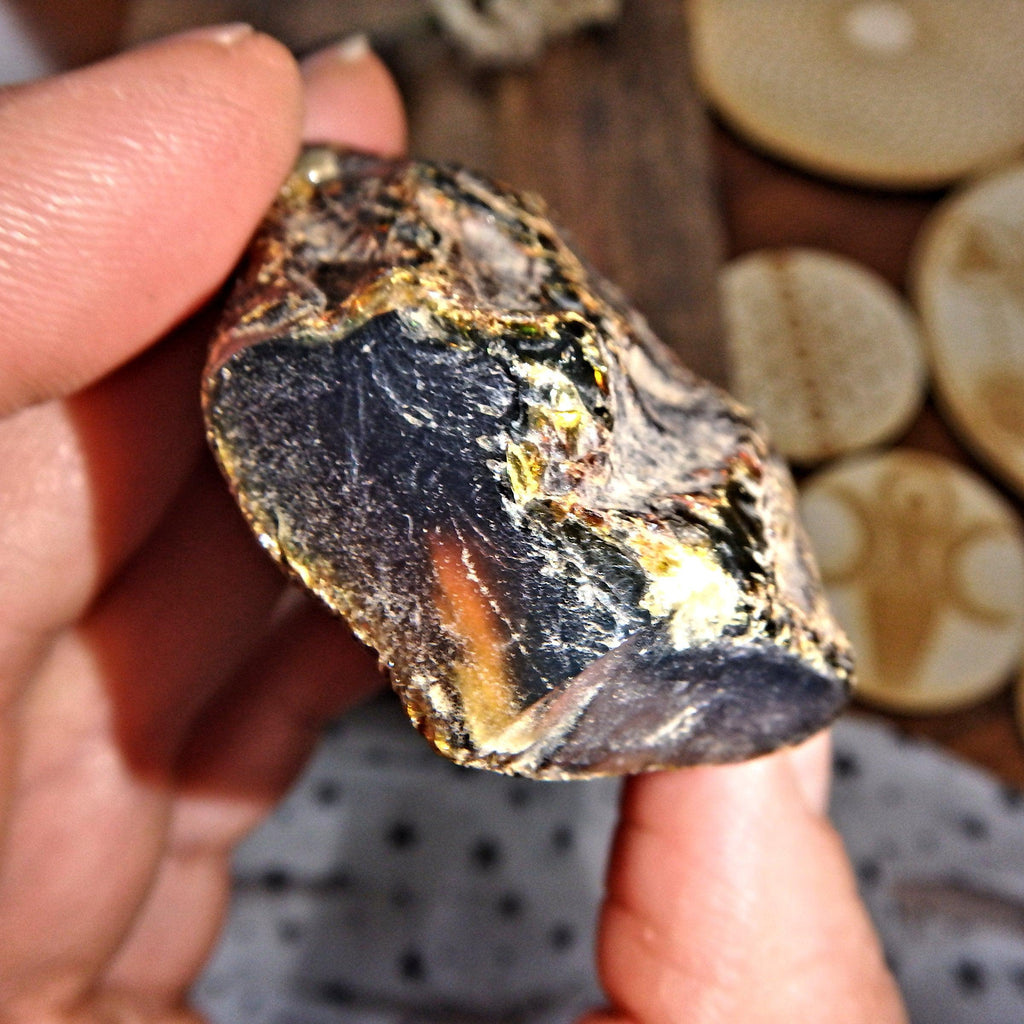 Sumatra Rare Blue &  Cognac Raw Amber Chunk From Indonesia 2 - Earth Family Crystals