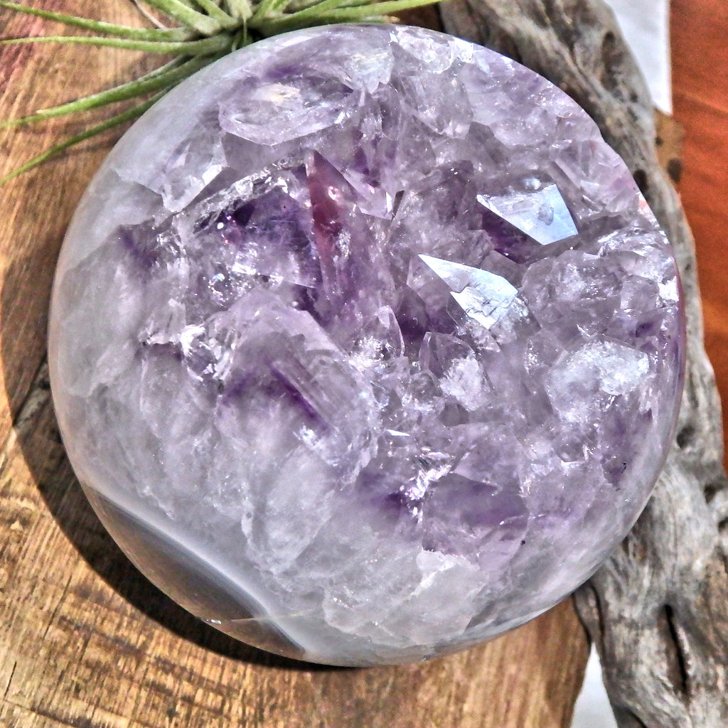 Fantastic Amethyst Druzy Geode & Blue Agate Large Sphere Carving - Earth Family Crystals