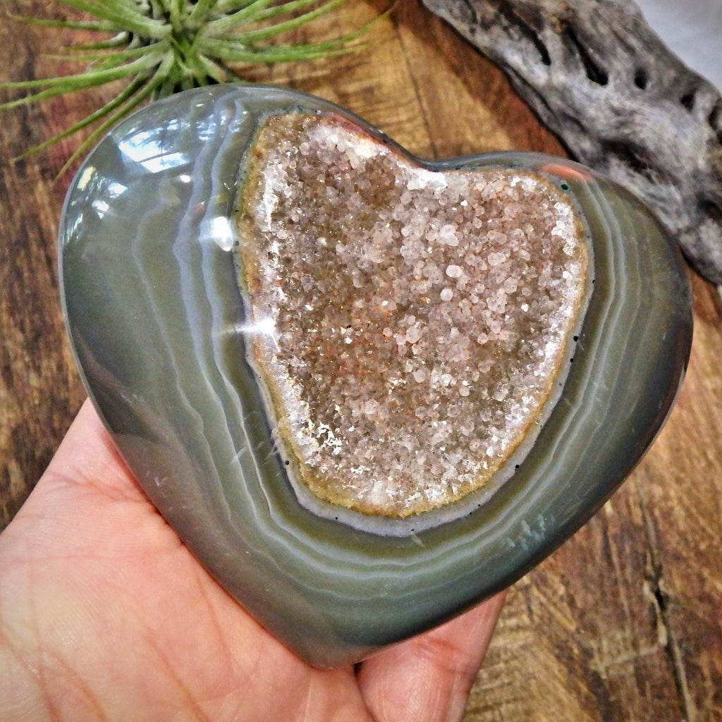 Incredible Galaxy Agate Druzy Love Heart Carving - Earth Family Crystals