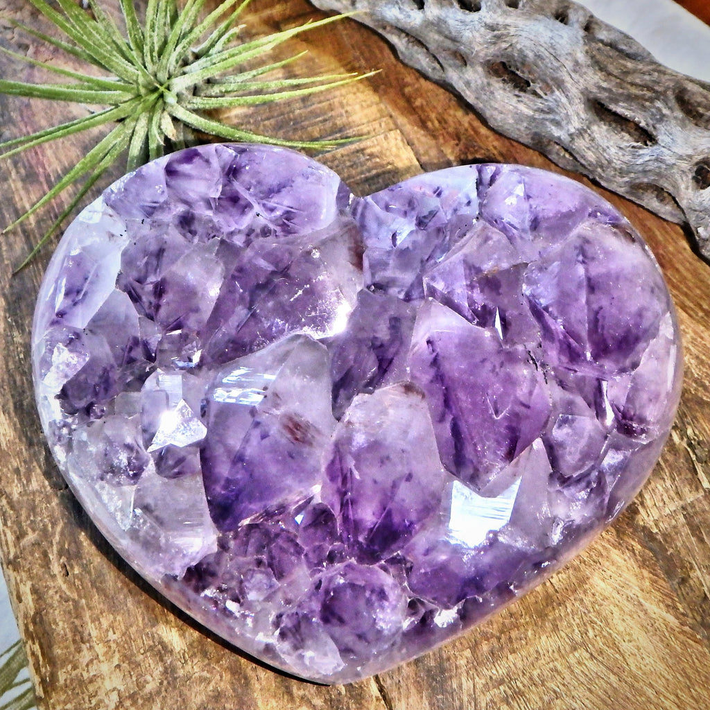 Incredible Large Unique Downward Facing Points Amethyst Gemstone Love Heart Carving - Earth Family Crystals