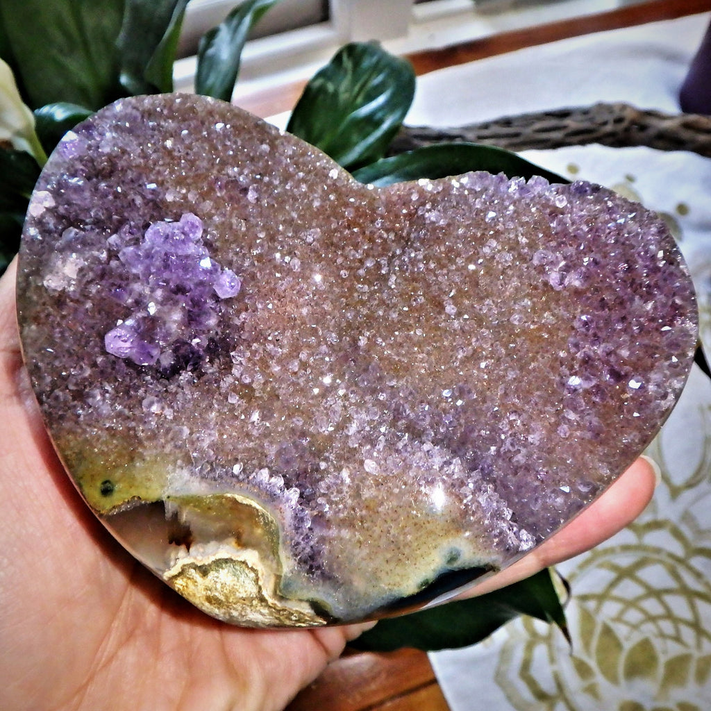 Incredible Large Puffy Lavender Amethyst Druzy Love Heart Carving From Brazil - Earth Family Crystals