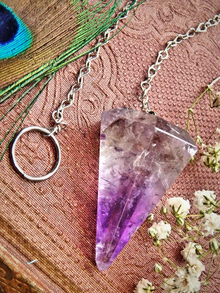 Fabulous Optical Purple Amethyst Pendulum - Earth Family Crystals