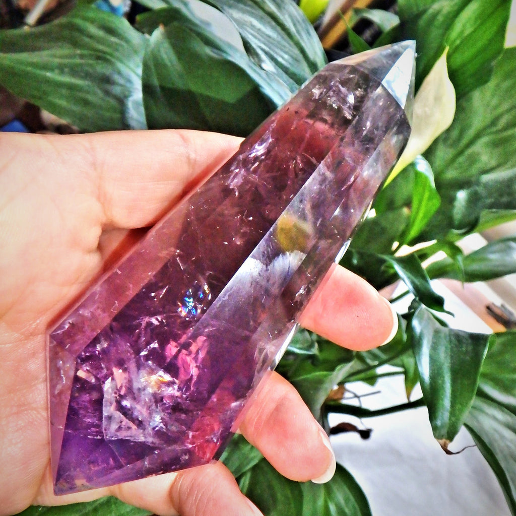 Fantastic Rainbows Amethyst Vogel Carving From Brazil - Earth Family Crystals