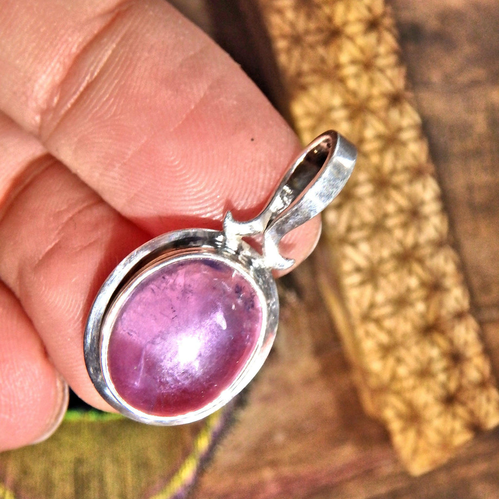 Cute Dainty Optical Purple Amethyst  Pendant in Sterling Silver (Includes Silver Chain) - Earth Family Crystals