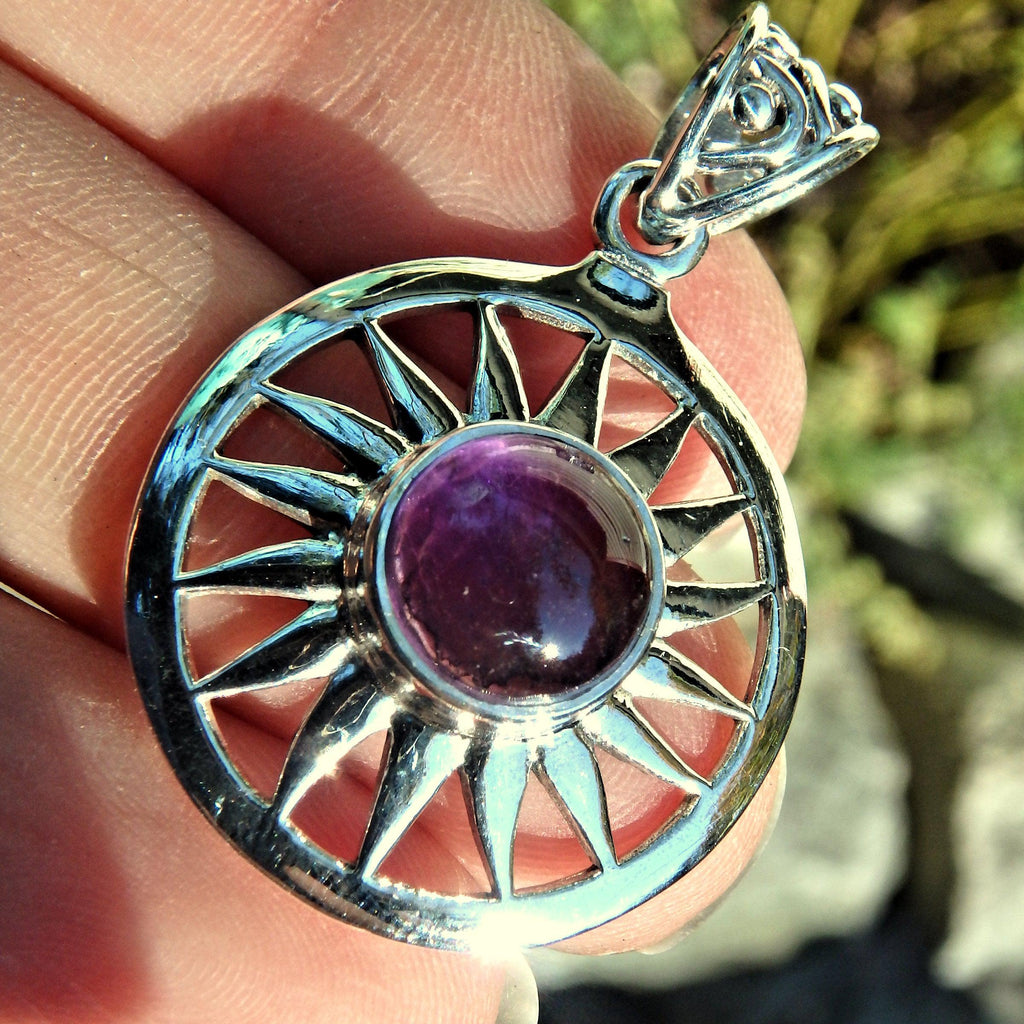 Jelly Purple Amethyst Sunshine  Pendant in Sterling Silver (Includes Silver Chain) - Earth Family Crystals
