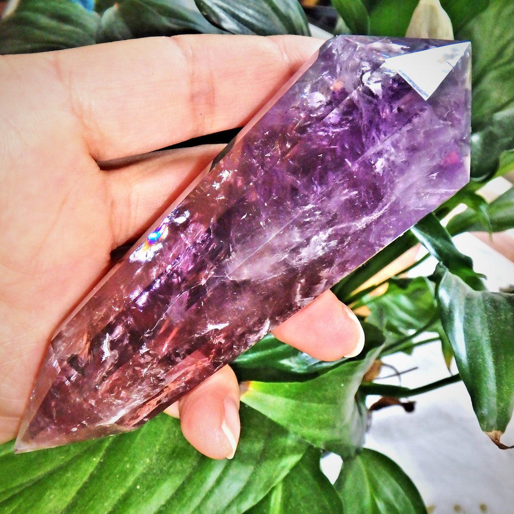 Fantastic Rainbows Amethyst Vogel Carving From Brazil - Earth Family Crystals