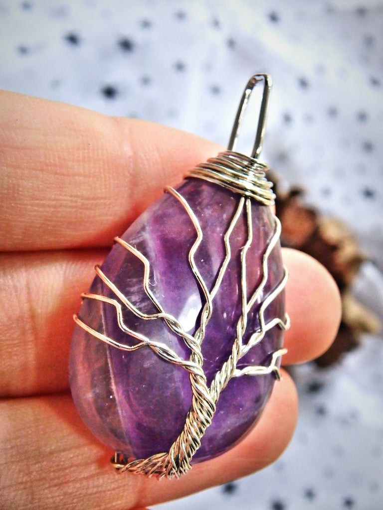 Grape Purple Amethyst Tree of Life Wire Wrapped Pendant - Earth Family Crystals