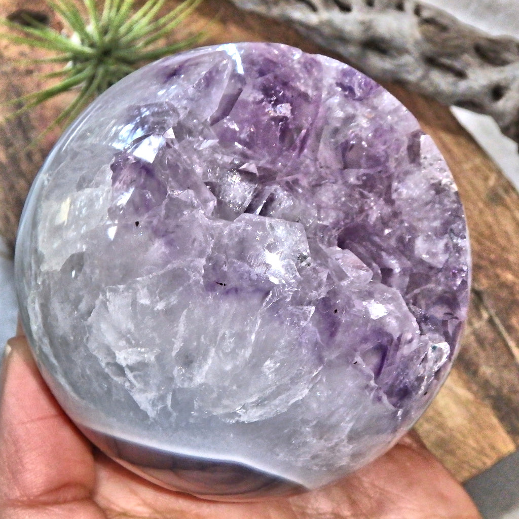 Fantastic Amethyst Druzy Geode & Blue Agate Large Sphere Carving - Earth Family Crystals