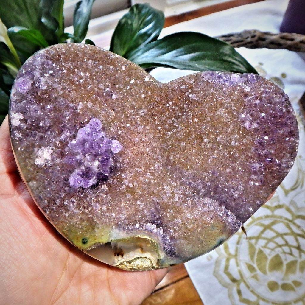 Incredible Large Puffy Lavender Amethyst Druzy Love Heart Carving From Brazil - Earth Family Crystals