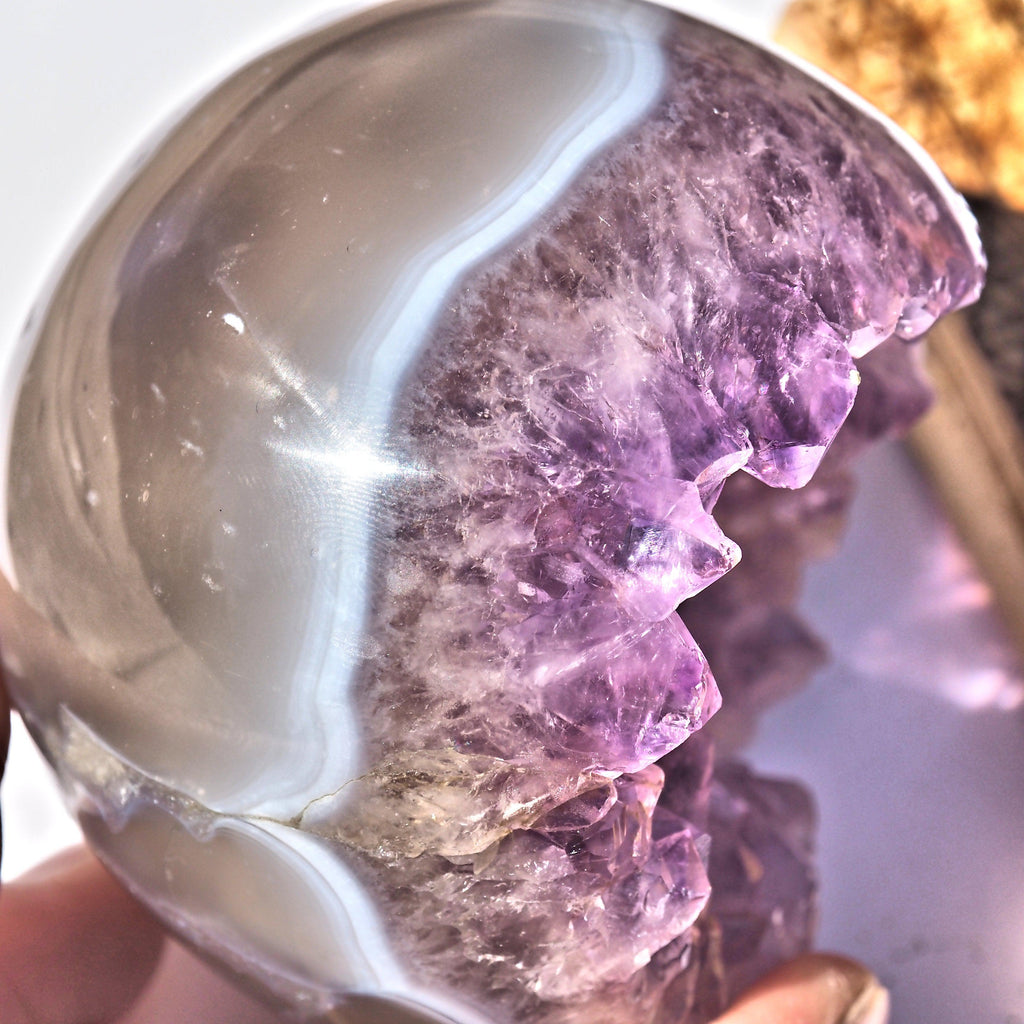 Fascinating Beauty! Large Deep Druzy Amethyst & Agate Geode From Brazil - Earth Family Crystals