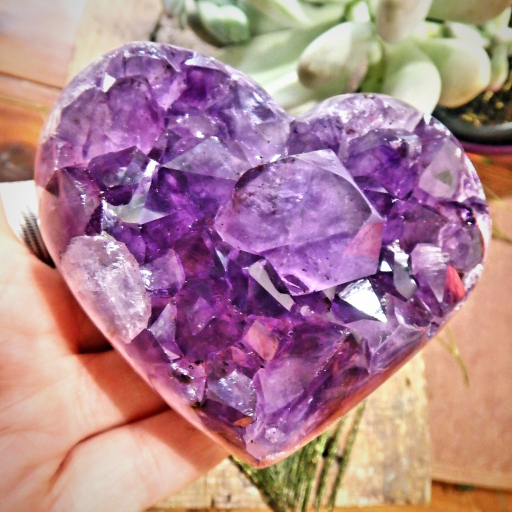 Gorgeous Large Points Purple Amethyst Druzy Heart Carving - Earth Family Crystals