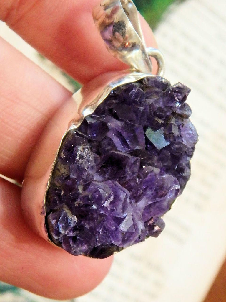Stunning Amethyst Druzy Raw Free Form Pendant in Sterling Silver (Includes Silver Chain) - Earth Family Crystals