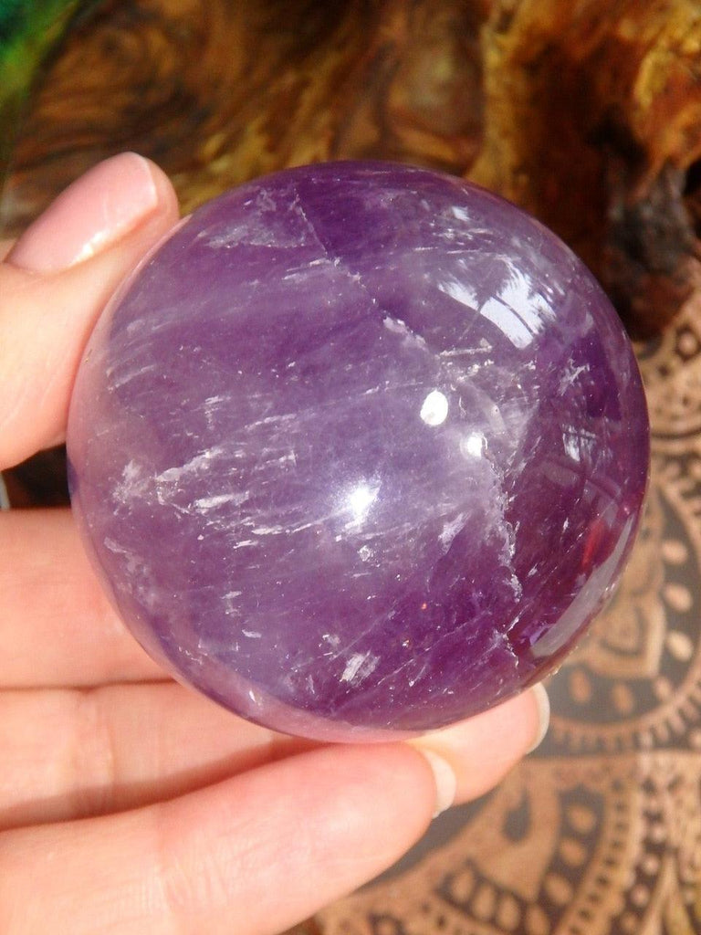 Fantastic Purple Depth Amethyst Sphere Carving - Earth Family Crystals
