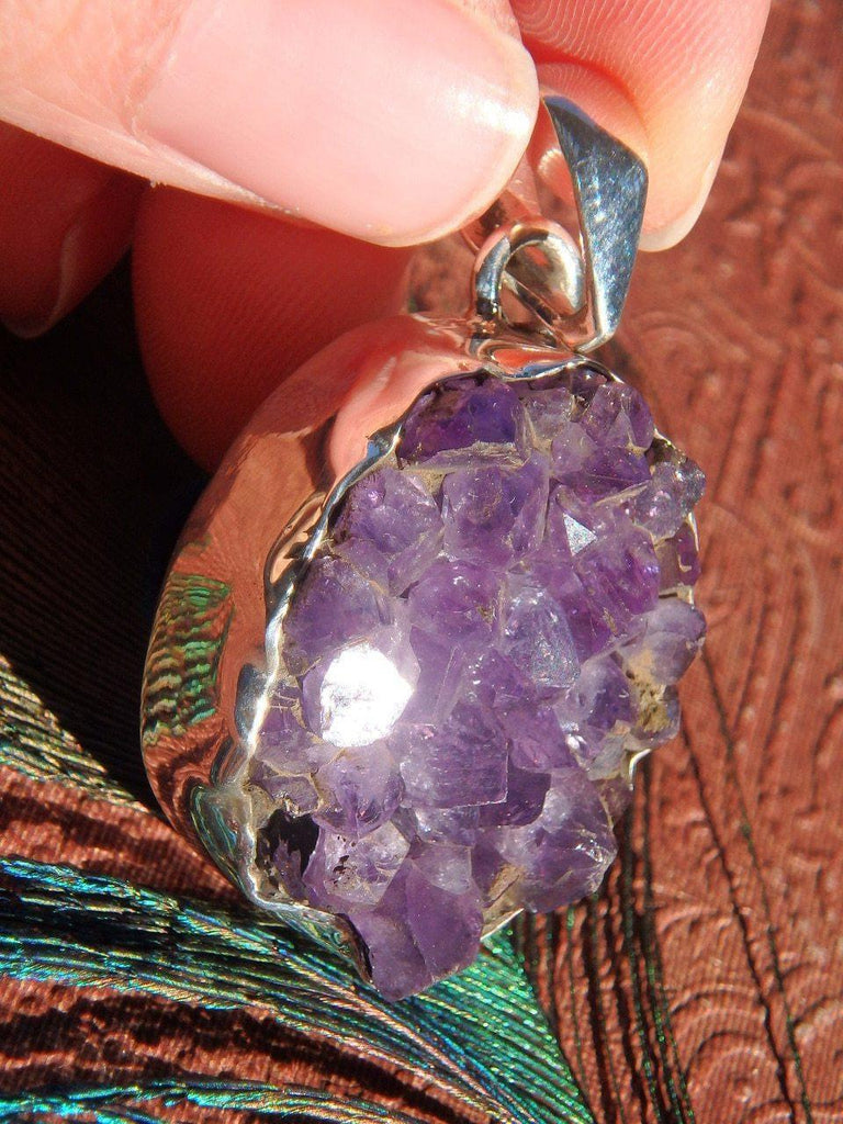 Chunky Raw Purple Amethyst Free Form Gemstone Pendant In Sterling Silver (Includes Silver Chain) - Earth Family Crystals