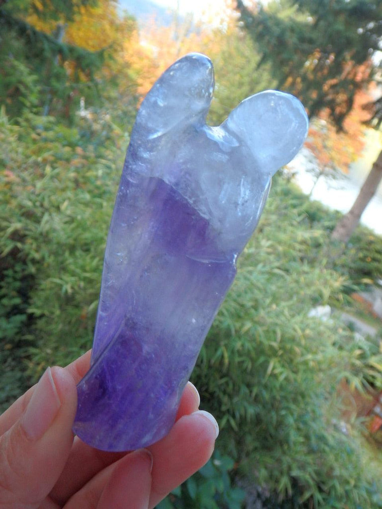 Lovely Purple Pattern Amethyst Quartz Angel Carving 2 - Earth Family Crystals