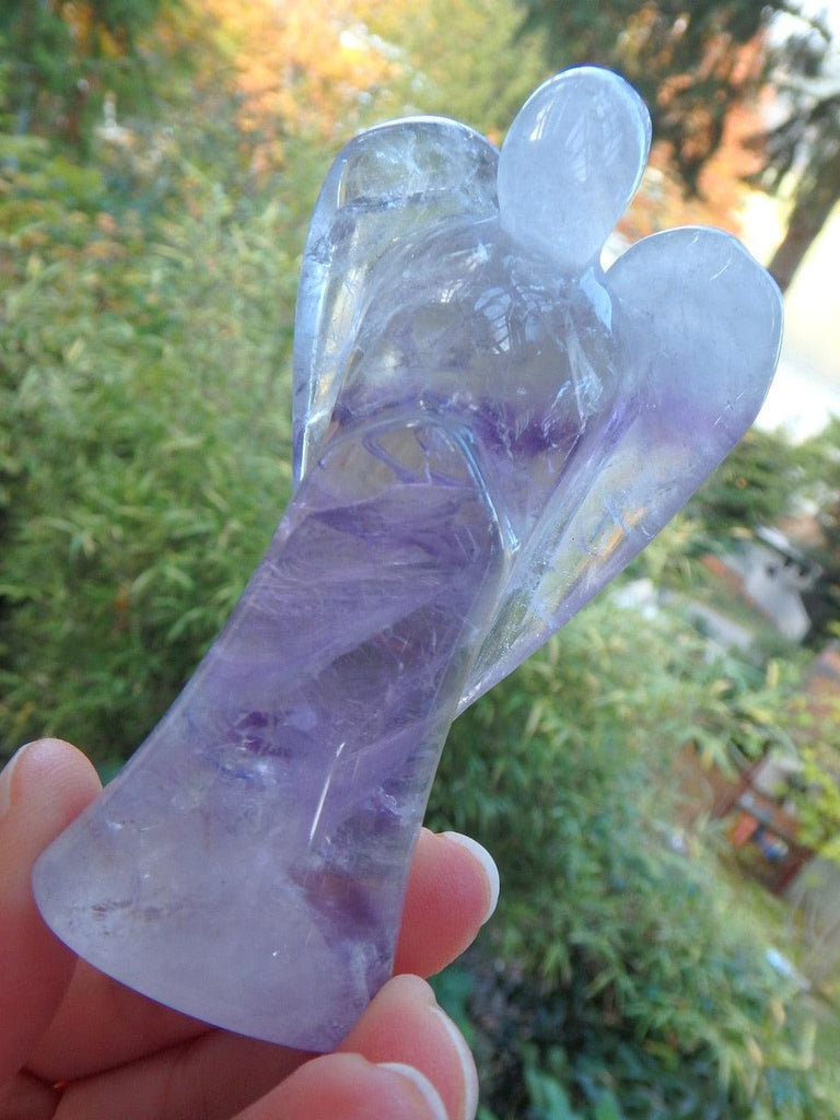 Lovely Purple Pattern Amethyst Quartz Angel Carving 1 - Earth Family Crystals