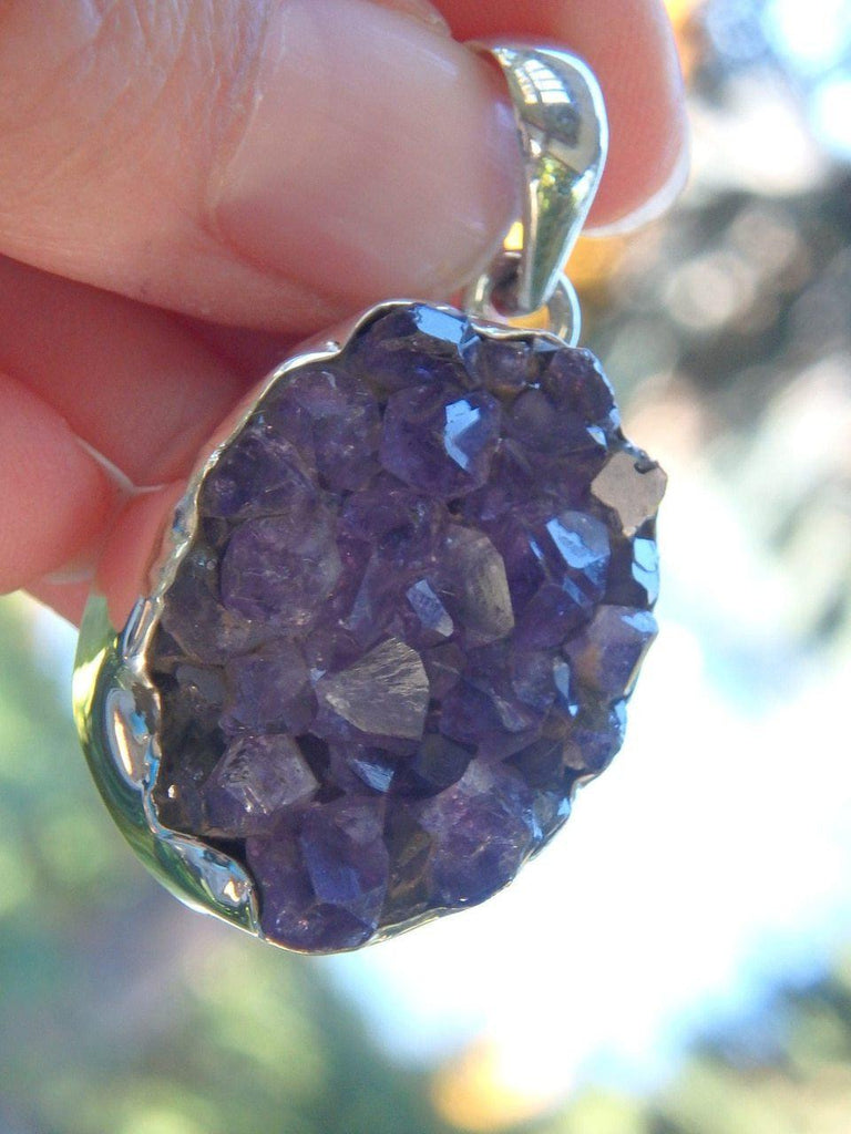 Chunky Raw Purple Amethyst Free Form Gemstone Pendant In Sterling Silver (Includes Silver Chain) - Earth Family Crystals