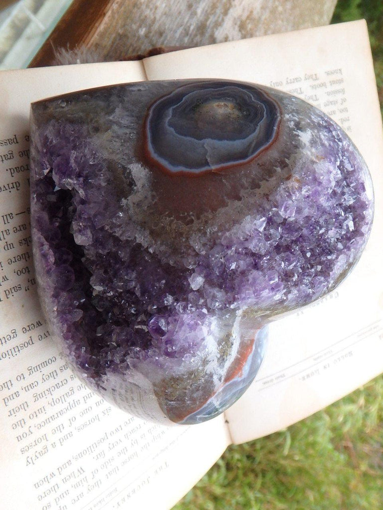 Breathtaking XL Puffy Amethyst Druzy Geode Heart Carving - Earth Family Crystals