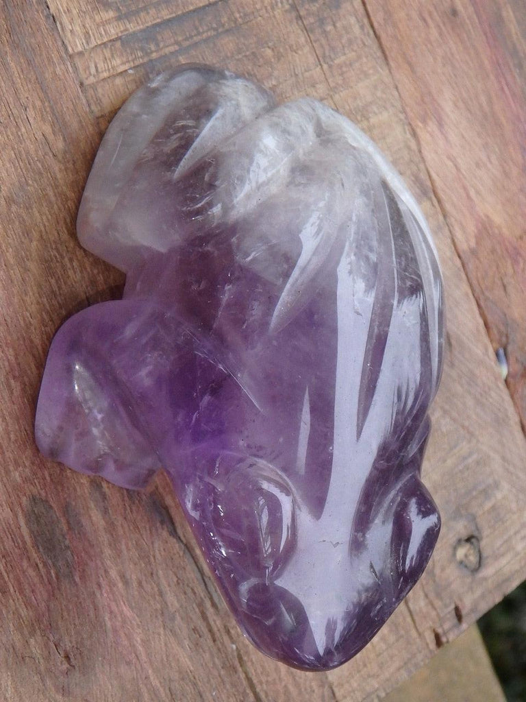 Great Personality Amethyst & Milky Quartz Frog Carving - Earth Family Crystals