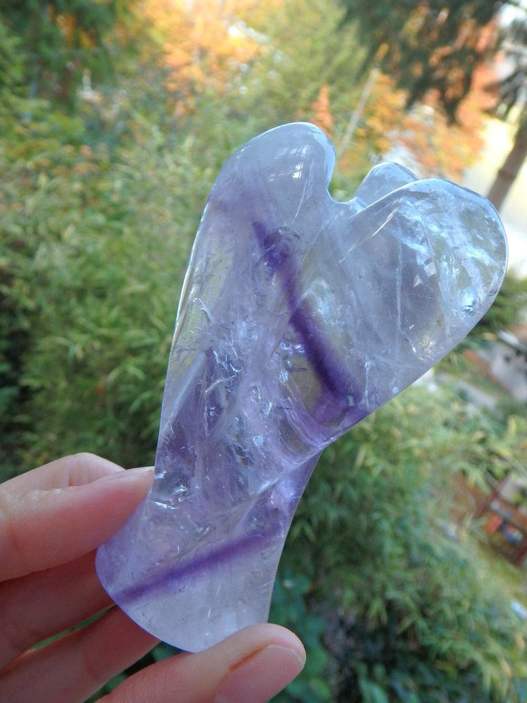 Lovely Purple Pattern Amethyst Quartz Angel Carving 1 - Earth Family Crystals