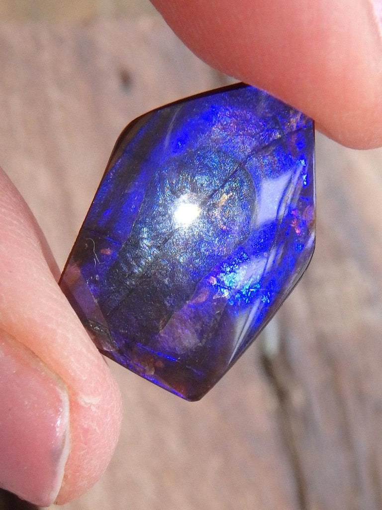Rare Deep Purple Flashes Alberta Ammolite Cabochon - Earth Family Crystals