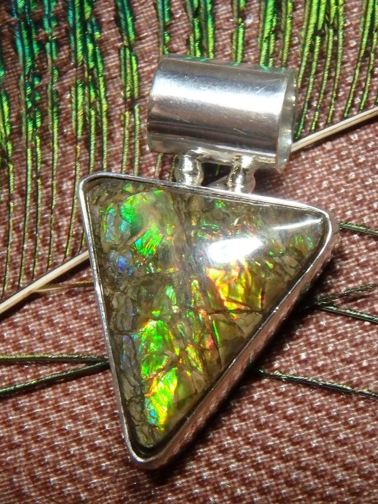 Reserved For Danielle Fine Canadian Ammolite Gemstone Pendant with adjustable leather cord - Earth Family Crystals