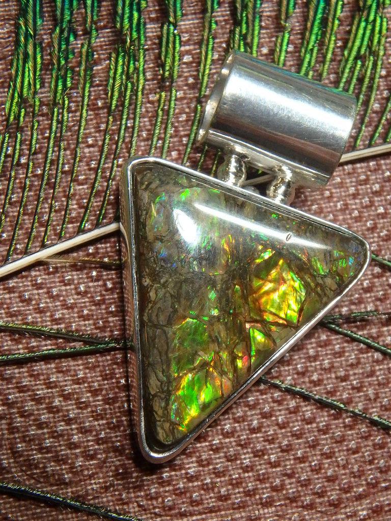 Reserved For Danielle Fine Canadian Ammolite Gemstone Pendant with adjustable leather cord - Earth Family Crystals