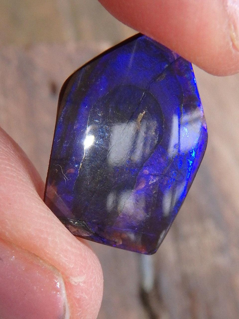 Rare Deep Purple Flashes Alberta Ammolite Cabochon - Earth Family Crystals