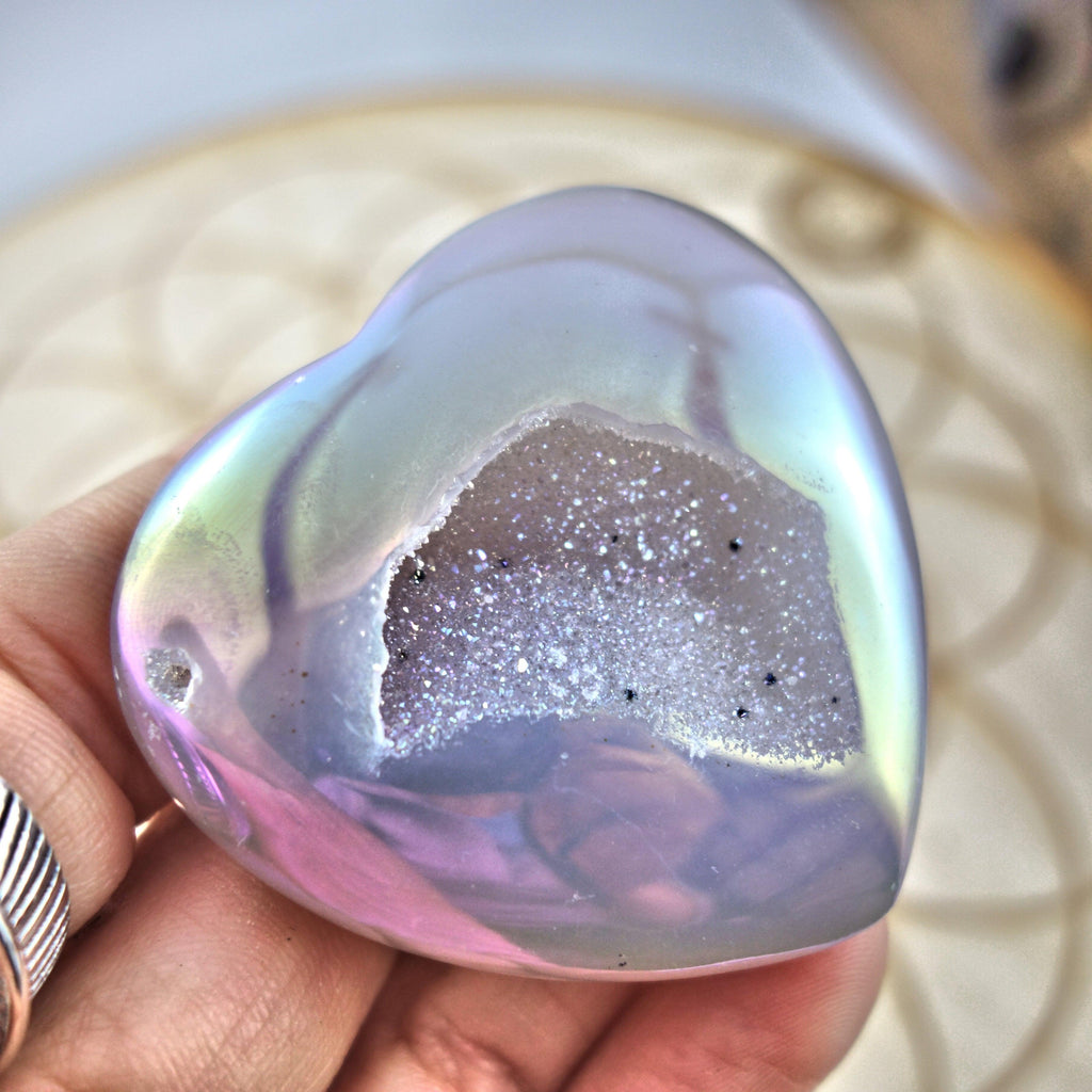 Sparkling & Uplifting Angel Aura Druzy Geode Agate Love Heart 3 - Earth Family Crystals