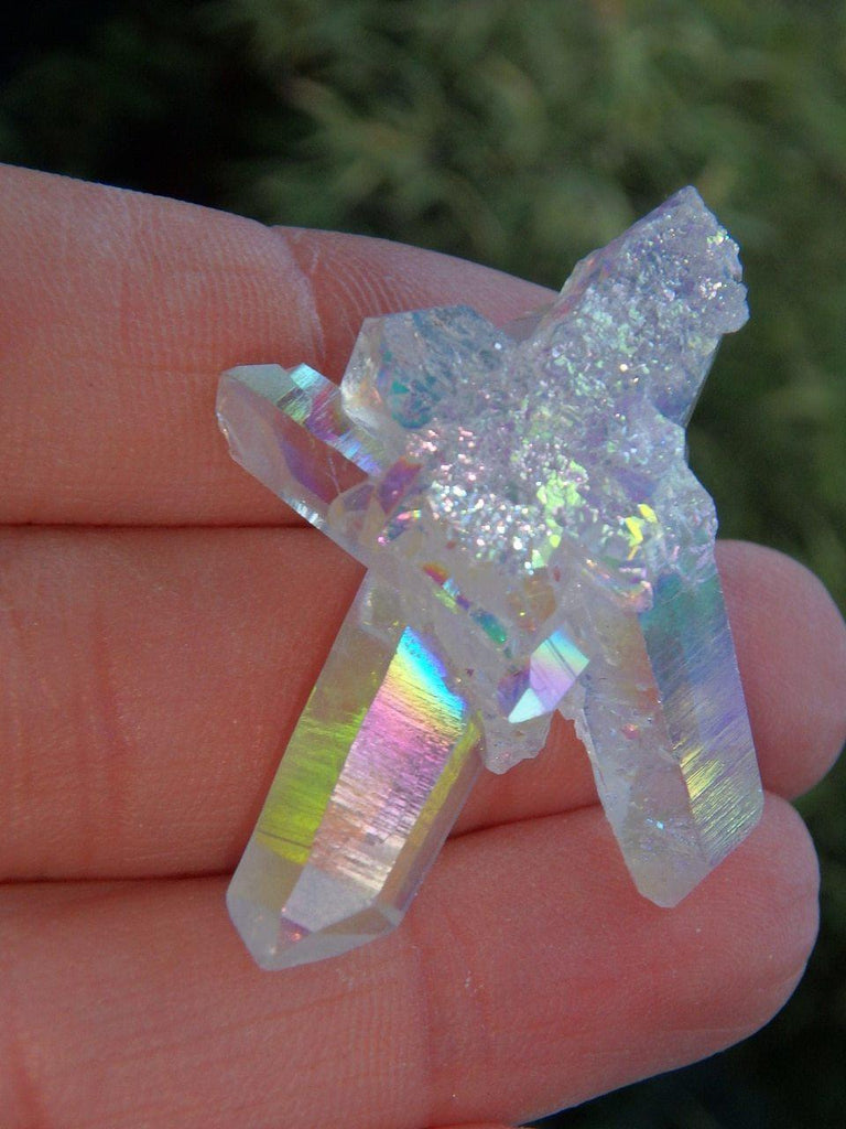 Adorable Intertwined Angel Aura Quartz Cluster - Earth Family Crystals