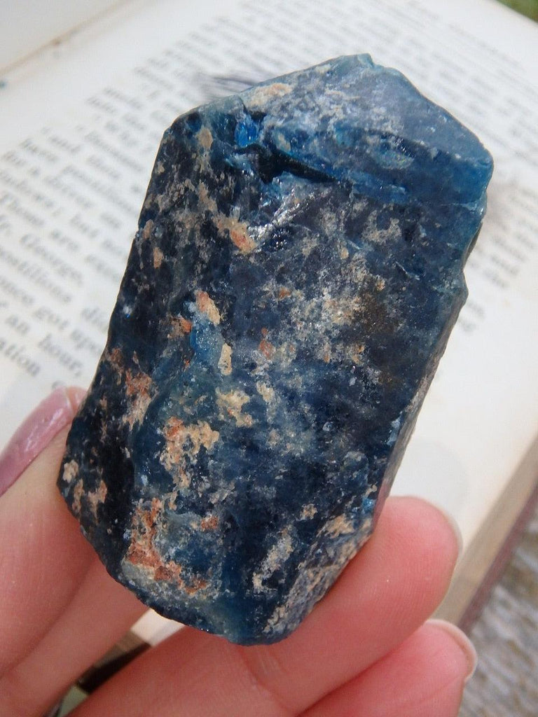 Natural Deep Blue Apatite Point From Brazil - Earth Family Crystals