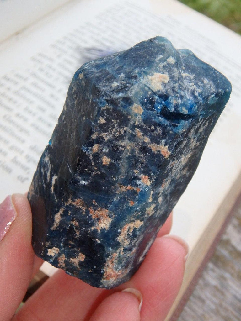 Natural Deep Blue Apatite Point From Brazil - Earth Family Crystals