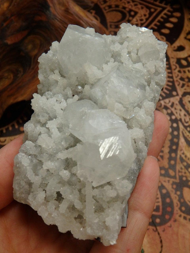 One of a Kind Quartz Stalactites & Clear Apophyllite Cluster From India - Earth Family Crystals